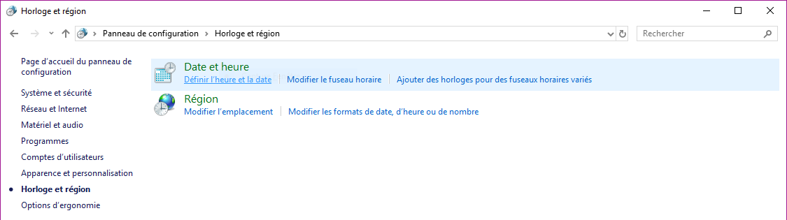 Définir l'heure et la date