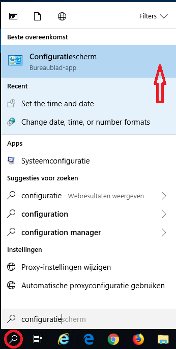 Open configuratiescherm